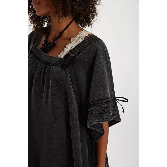 Free People Astoria Sweatshirt Tunic Dress Oversized Ribbon Cotton XL New 284485 - Picture 2 of 8